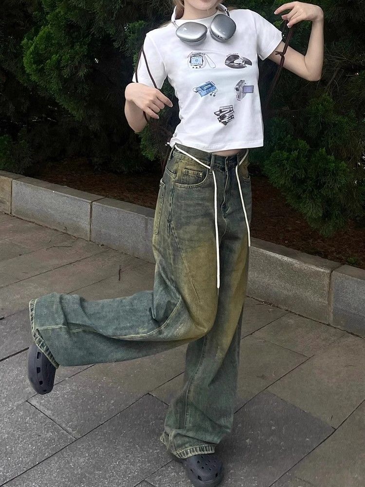 【1*1纯棉 常规款】印花正肩常规短袖 高弹力新款夏季修身显