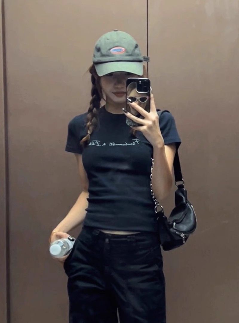 【1*1纯棉 常规款】印花正肩常规短袖 高弹力新款夏季修身显