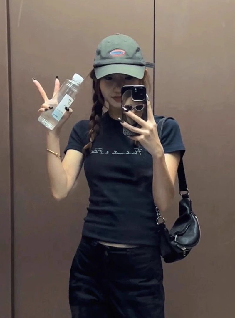 【1*1纯棉 常规款】印花正肩常规短袖 高弹力新款夏季修身显