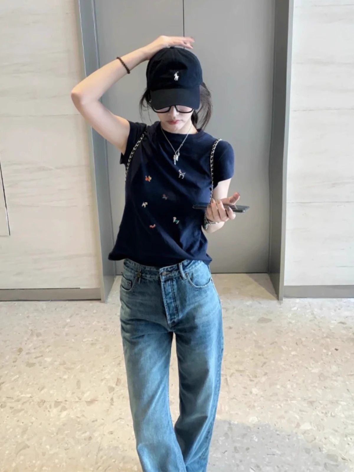 【1*1纯棉 常规款】印花正肩常规短袖 高弹力新款夏季修身显