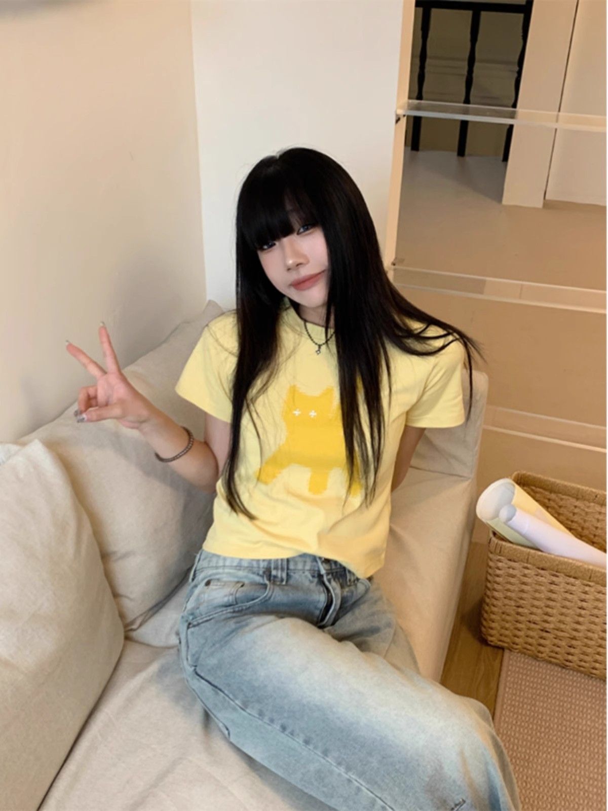 1*1纯棉 高弹力新款夏季短袖短款搭配高腰裤修身显瘦洋气上衣