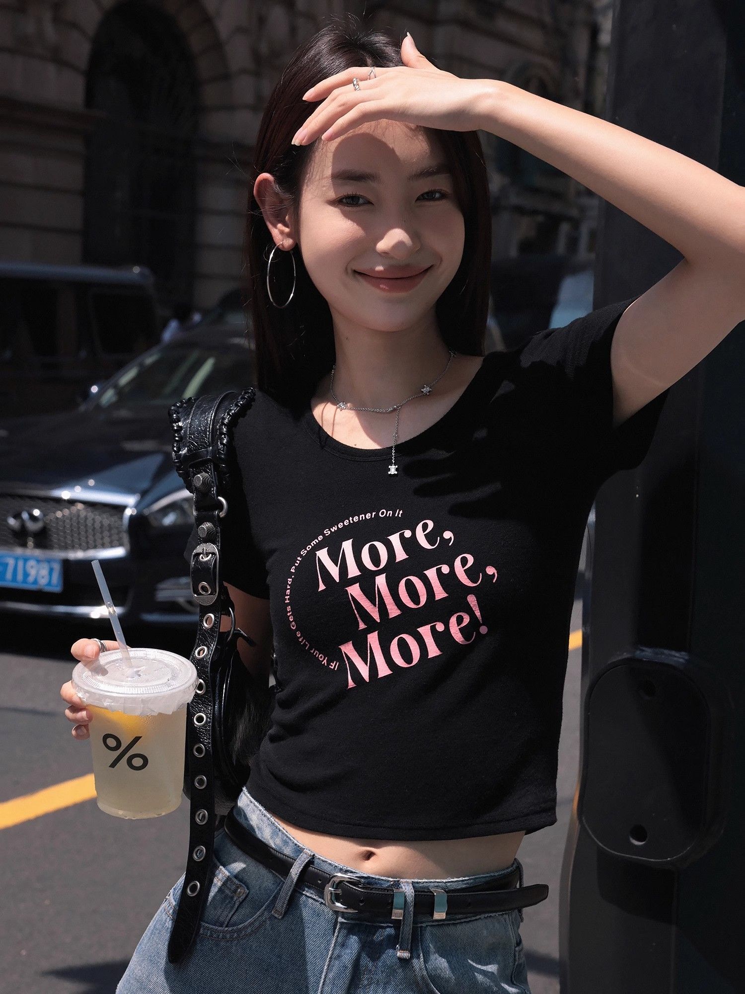 1*1纯棉 高弹力新款夏季短袖短款搭配高腰裤修身显瘦洋气上衣