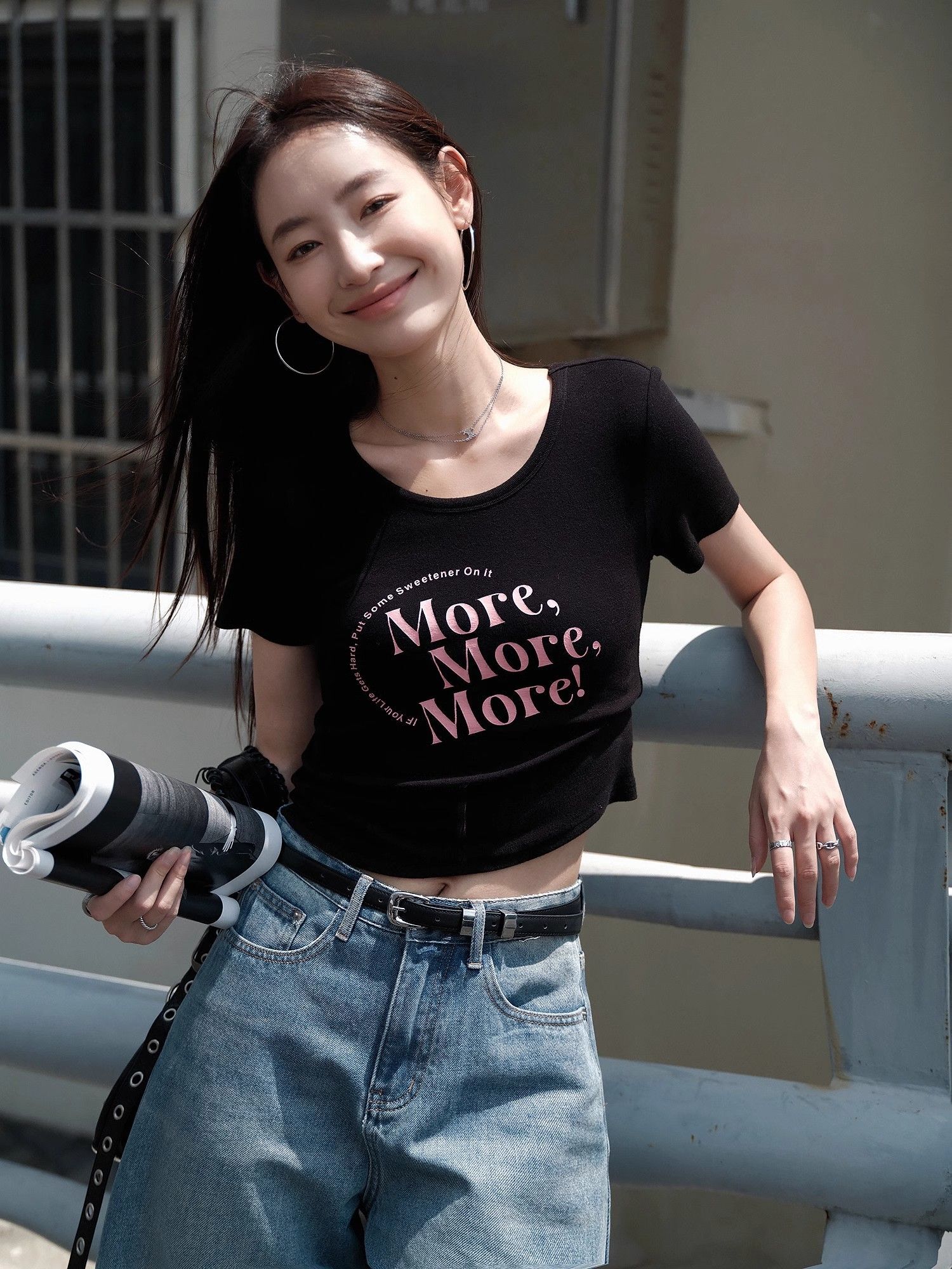 1*1纯棉 高弹力新款夏季短袖短款搭配高腰裤修身显瘦洋气上衣