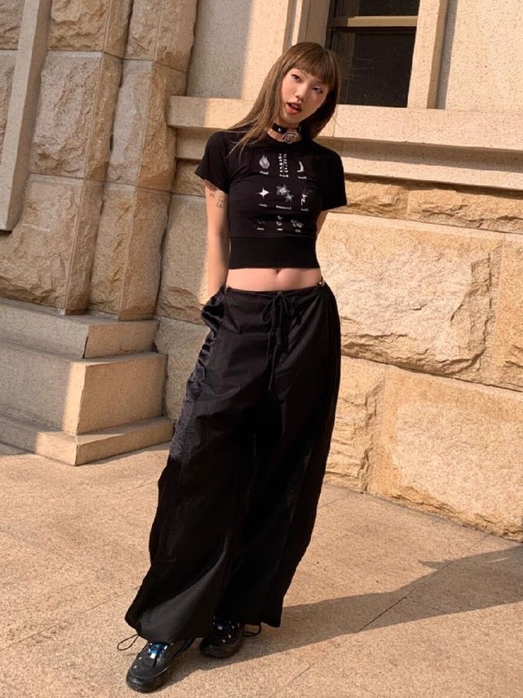 1*1纯棉 高弹力新款夏季短袖短款搭配高腰裤修身显瘦洋气上衣