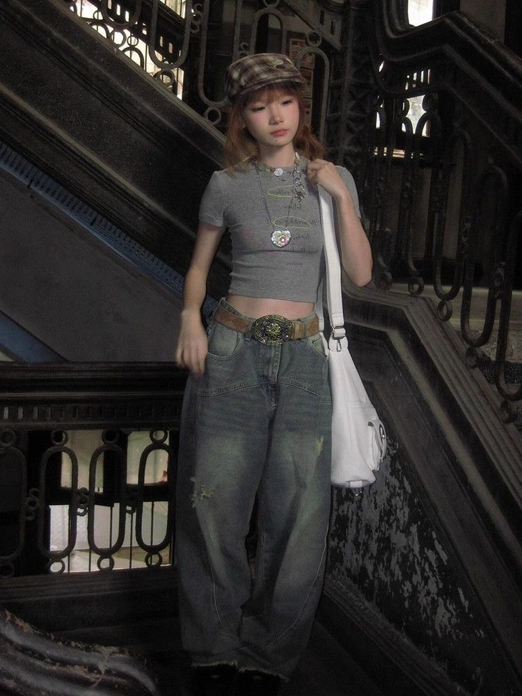 1*1纯棉 高弹力新款夏季短袖短款搭配高腰裤修身显瘦洋气上衣