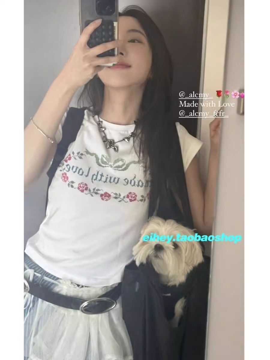 【1*1纯棉 常规款】印花正肩常规短袖 高弹力新款夏季修身显