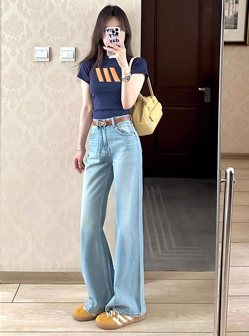 1*1纯棉 高弹力新款夏季短袖短款搭配高腰裤修身显瘦洋气上衣