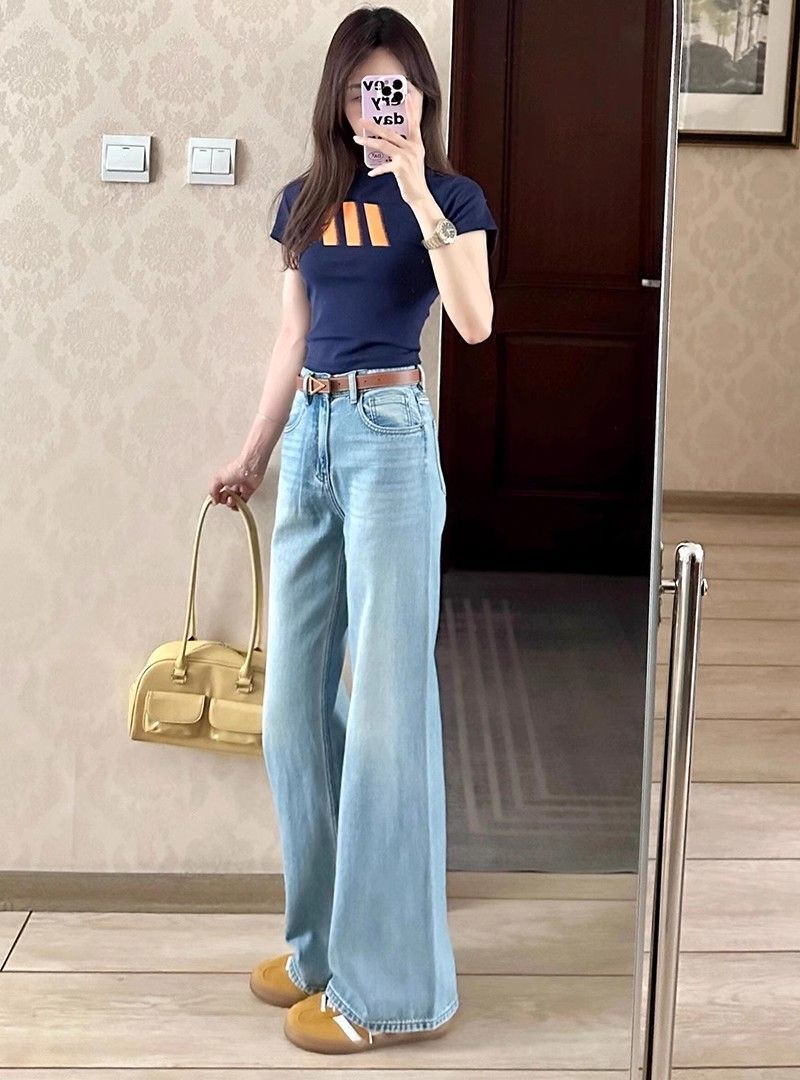 1*1纯棉 高弹力新款夏季短袖短款搭配高腰裤修身显瘦洋气上衣