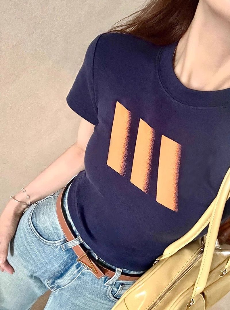 1*1纯棉 高弹力新款夏季短袖短款搭配高腰裤修身显瘦洋气上衣