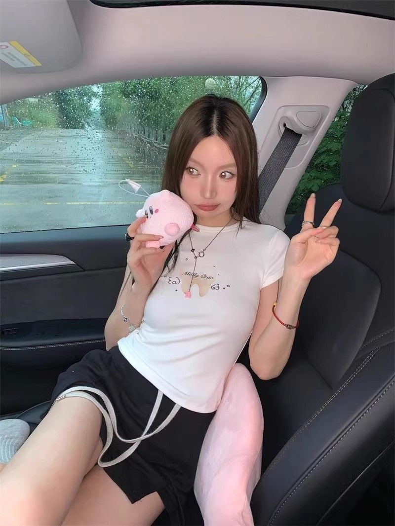 【1*1纯棉 常规款】印花正肩常规短袖 高弹力新款夏季修身显