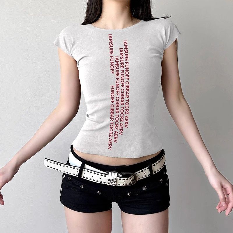 【1*1纯棉 常规款】印花正肩常规短袖 高弹力新款夏季修身显