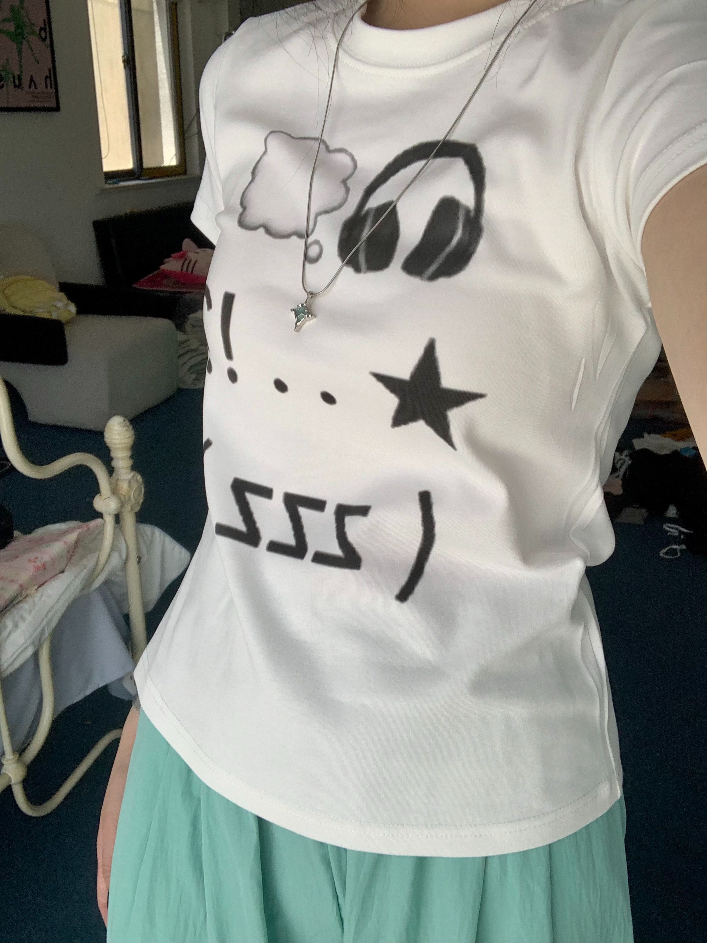 【1*1纯棉 常规款】印花正肩常规短袖 高弹力新款夏季修身显