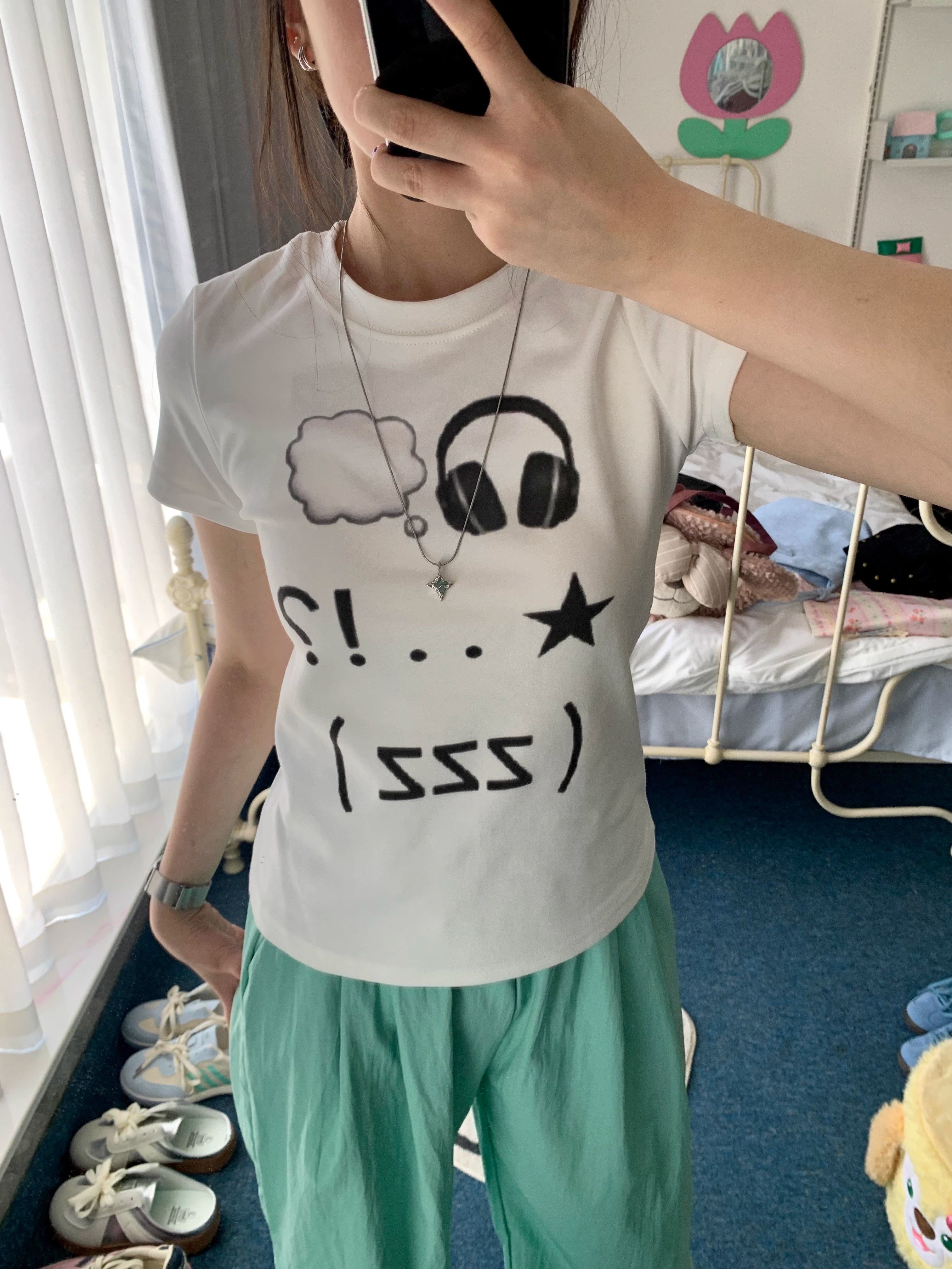 【1*1纯棉 常规款】印花正肩常规短袖 高弹力新款夏季修身显