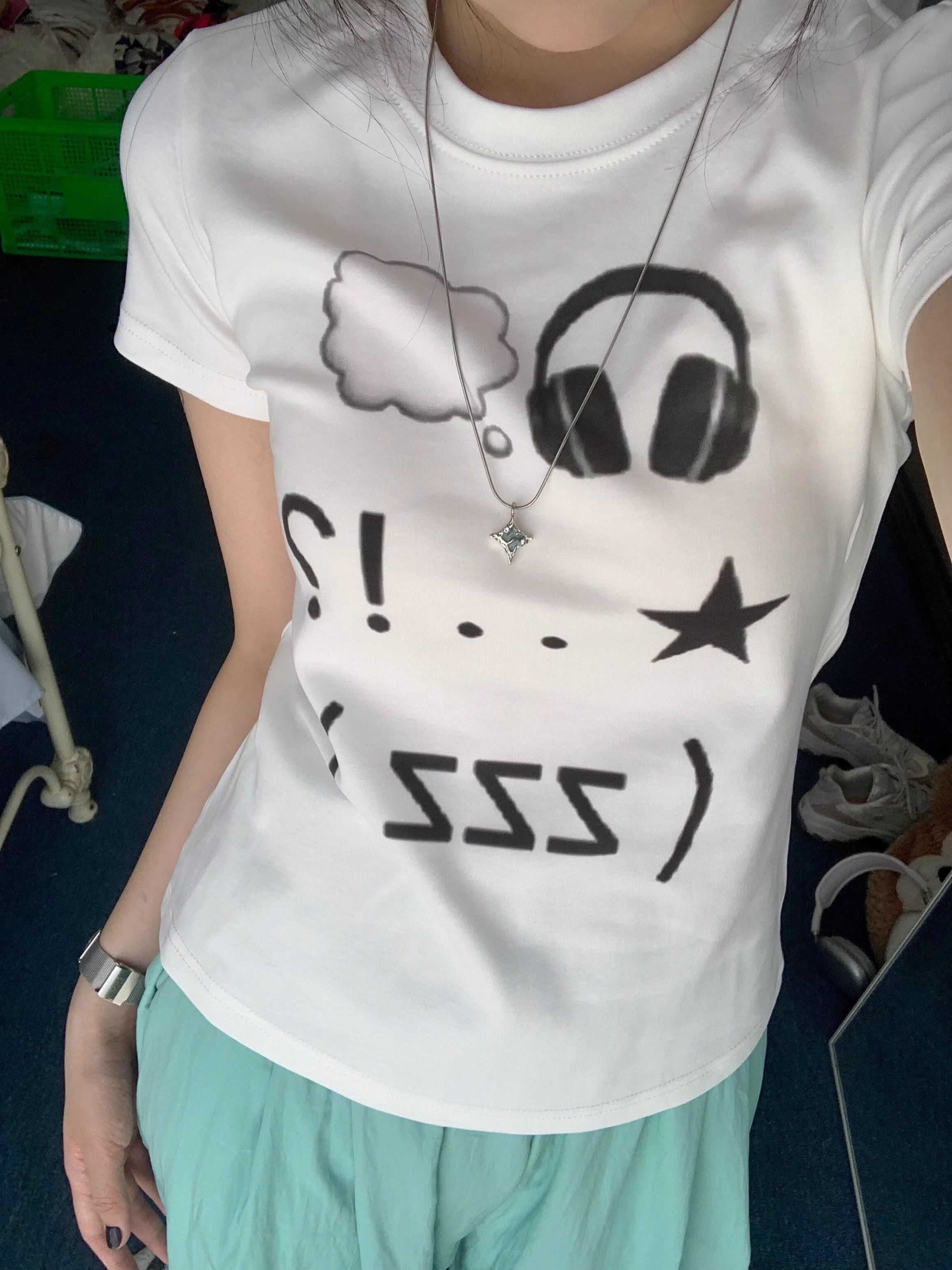 【1*1纯棉 常规款】印花正肩常规短袖 高弹力新款夏季修身显