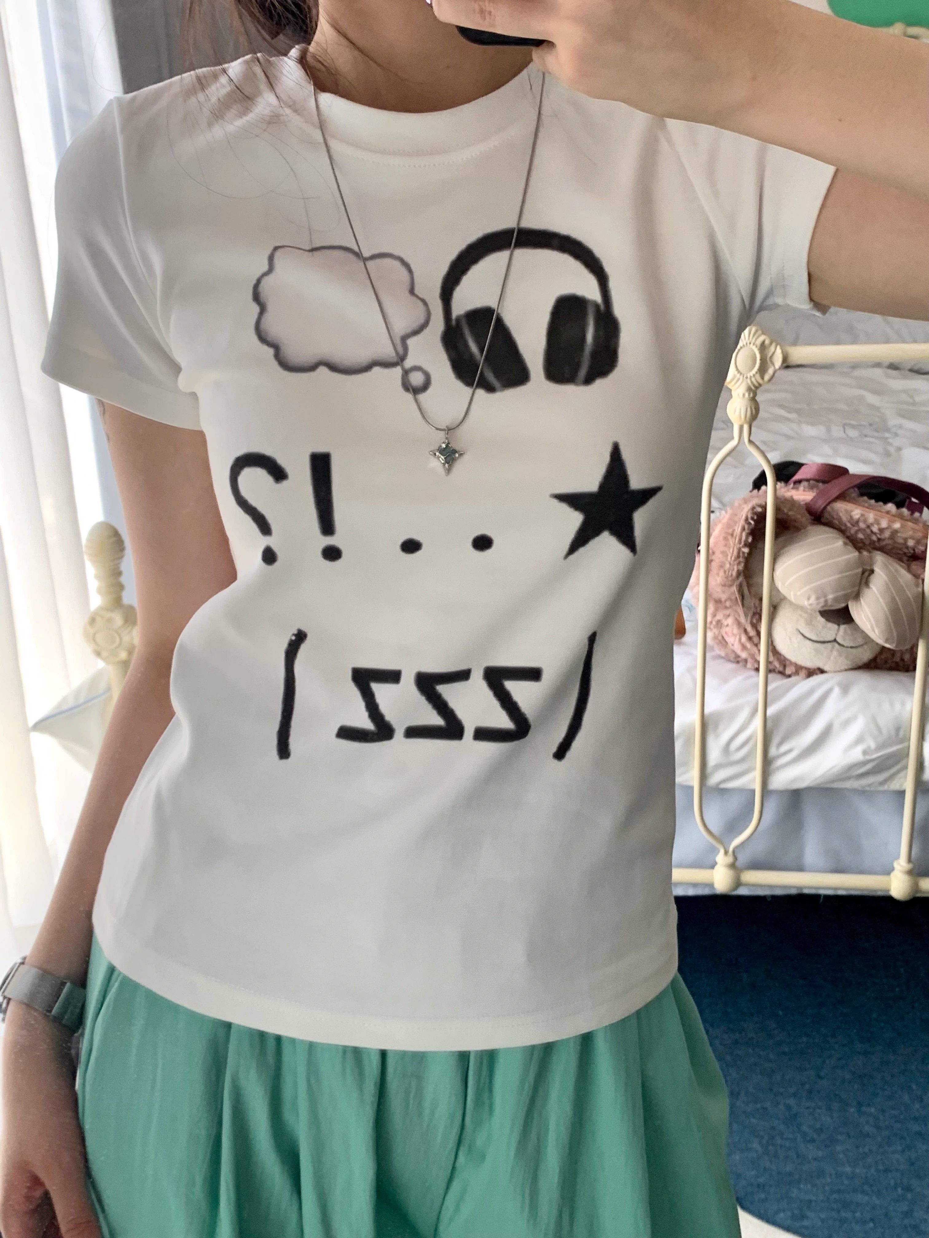 【1*1纯棉 常规款】印花正肩常规短袖 高弹力新款夏季修身显