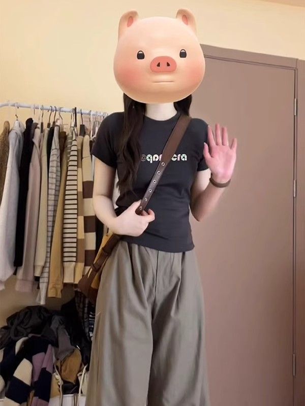 【1*1纯棉 常规款】印花正肩常规短袖 高弹力新款夏季修身显