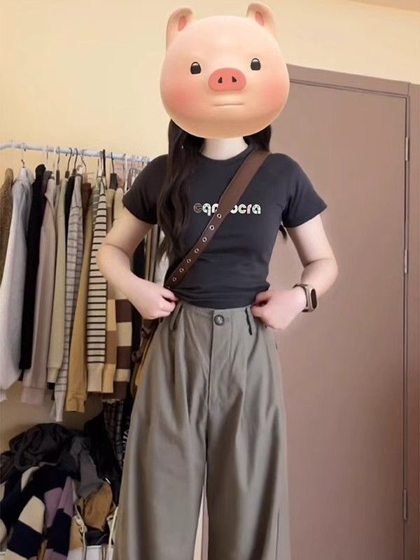 【1*1纯棉 常规款】印花正肩常规短袖 高弹力新款夏季修身显