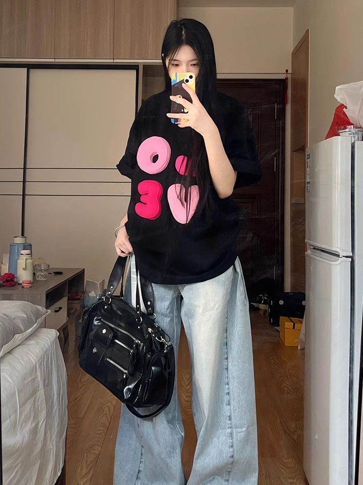 高品质纯棉200克精梳紧密100%棉宽松短袖t恤女