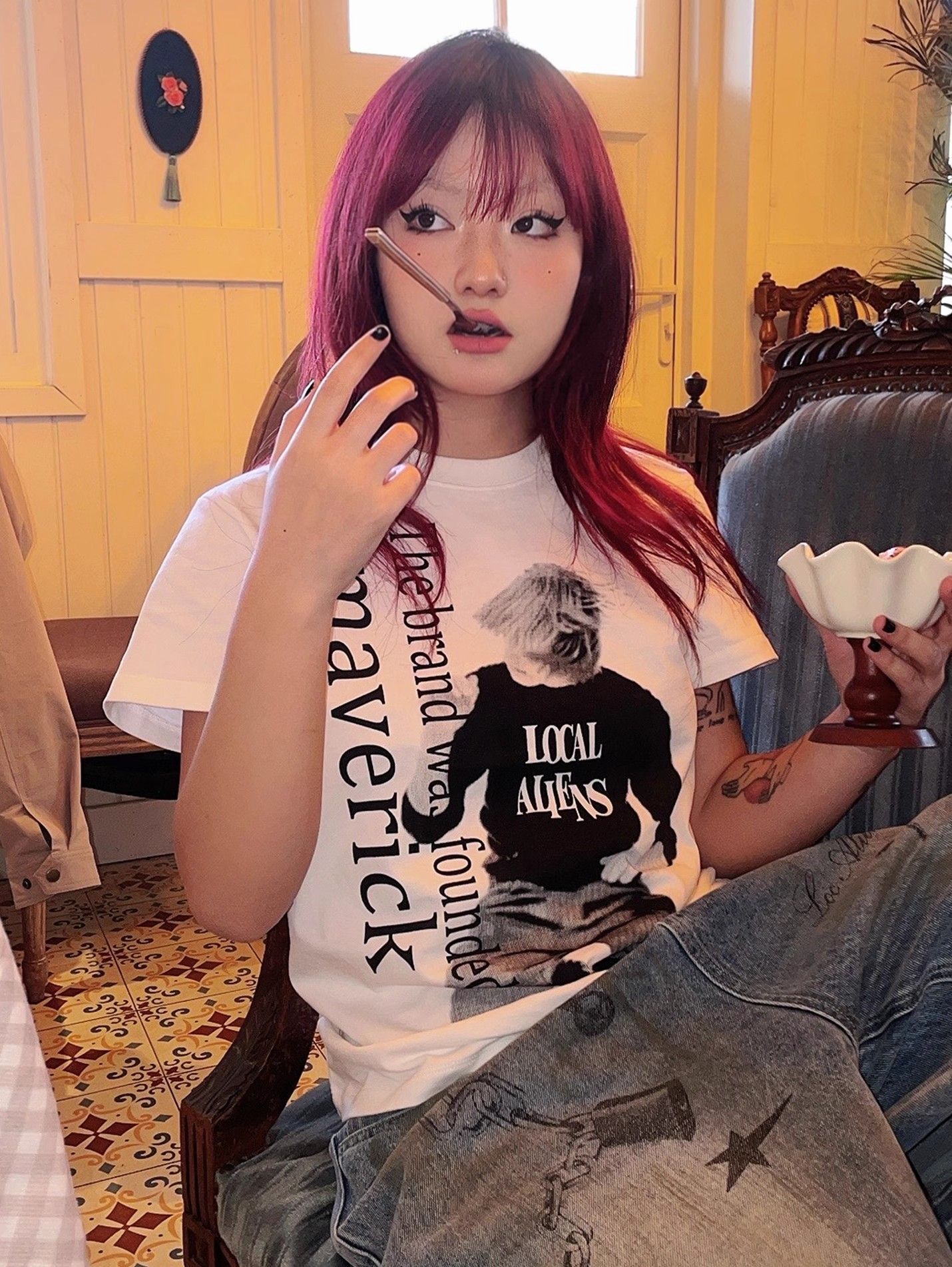 【1*1纯棉 常规款】印花正肩常规短袖 高弹力新款夏季修身显