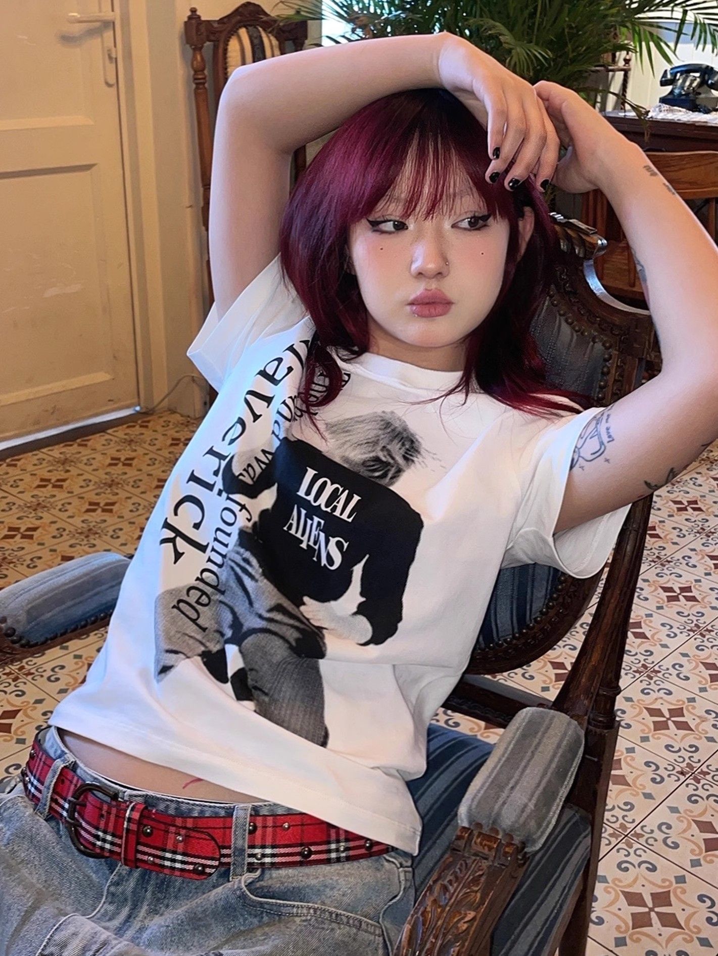 【1*1纯棉 常规款】印花正肩常规短袖 高弹力新款夏季修身显