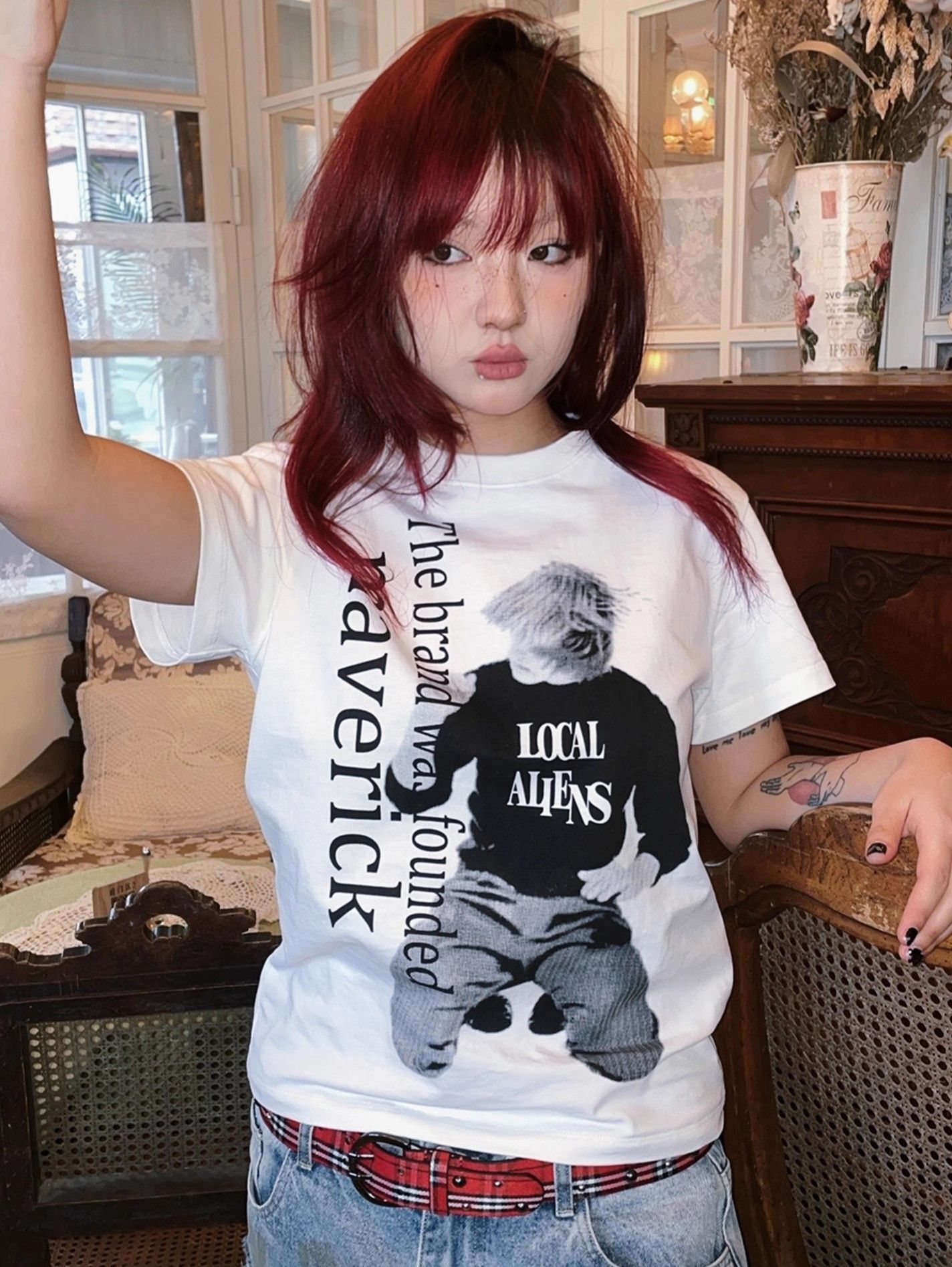 【1*1纯棉 常规款】印花正肩常规短袖 高弹力新款夏季修身显