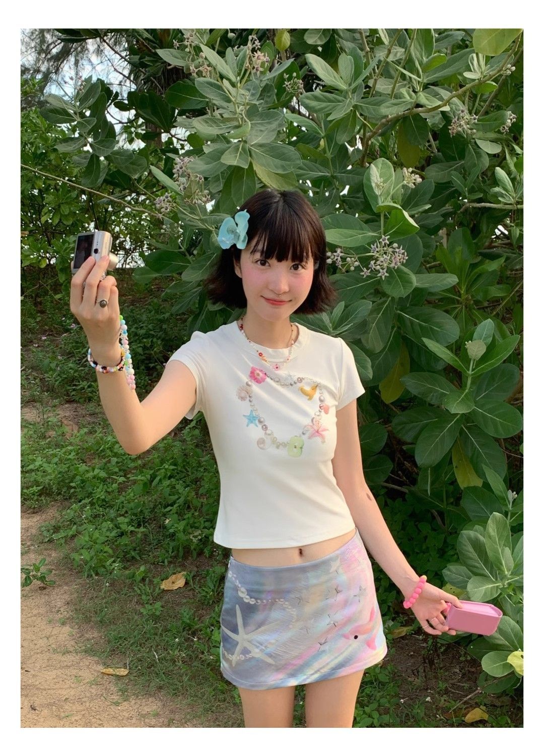 【1*1纯棉 常规款】印花正肩常规短袖 高弹力新款夏季修身显