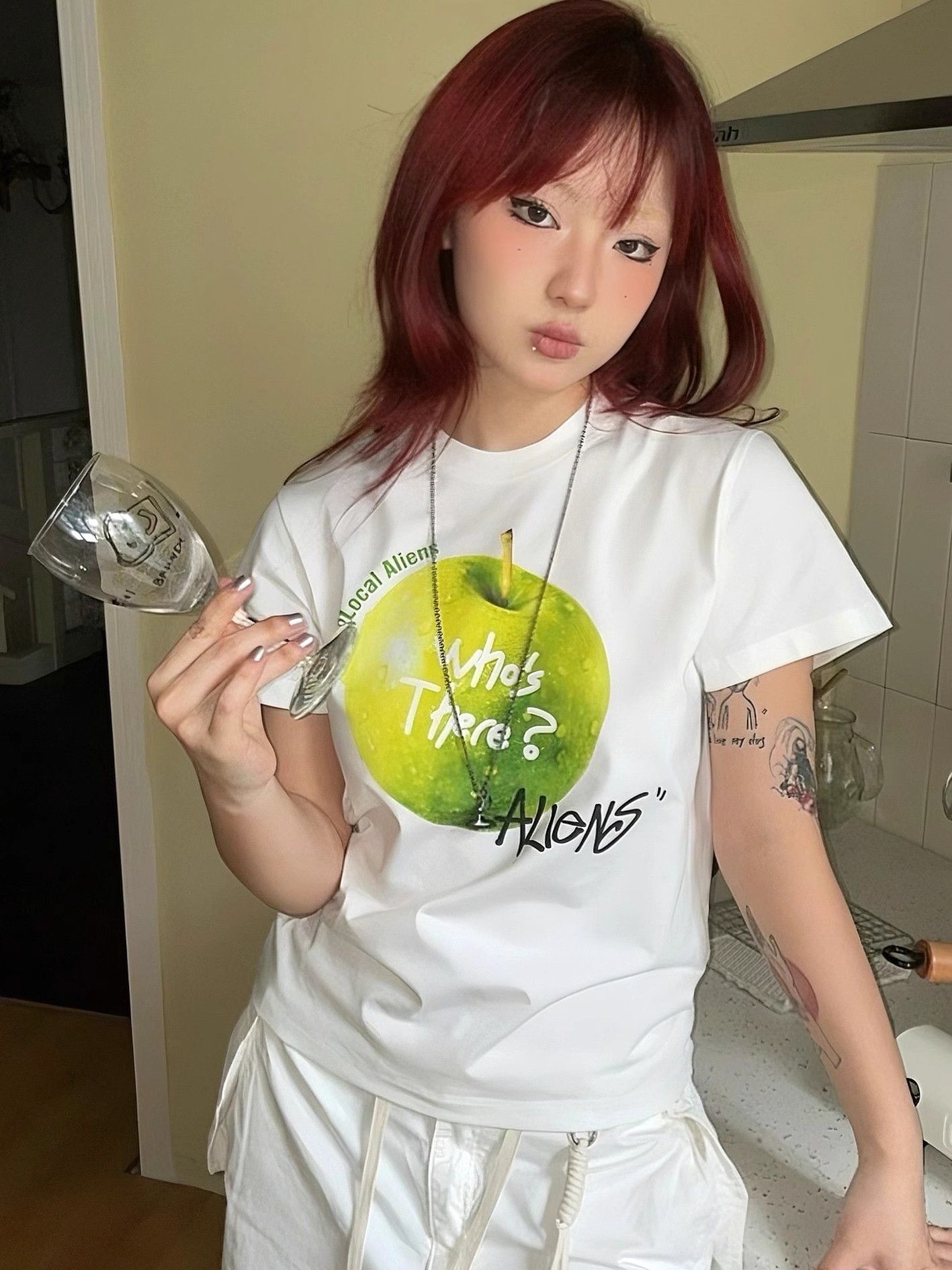 【1*1纯棉 常规款】印花正肩常规短袖 高弹力新款夏季修身显