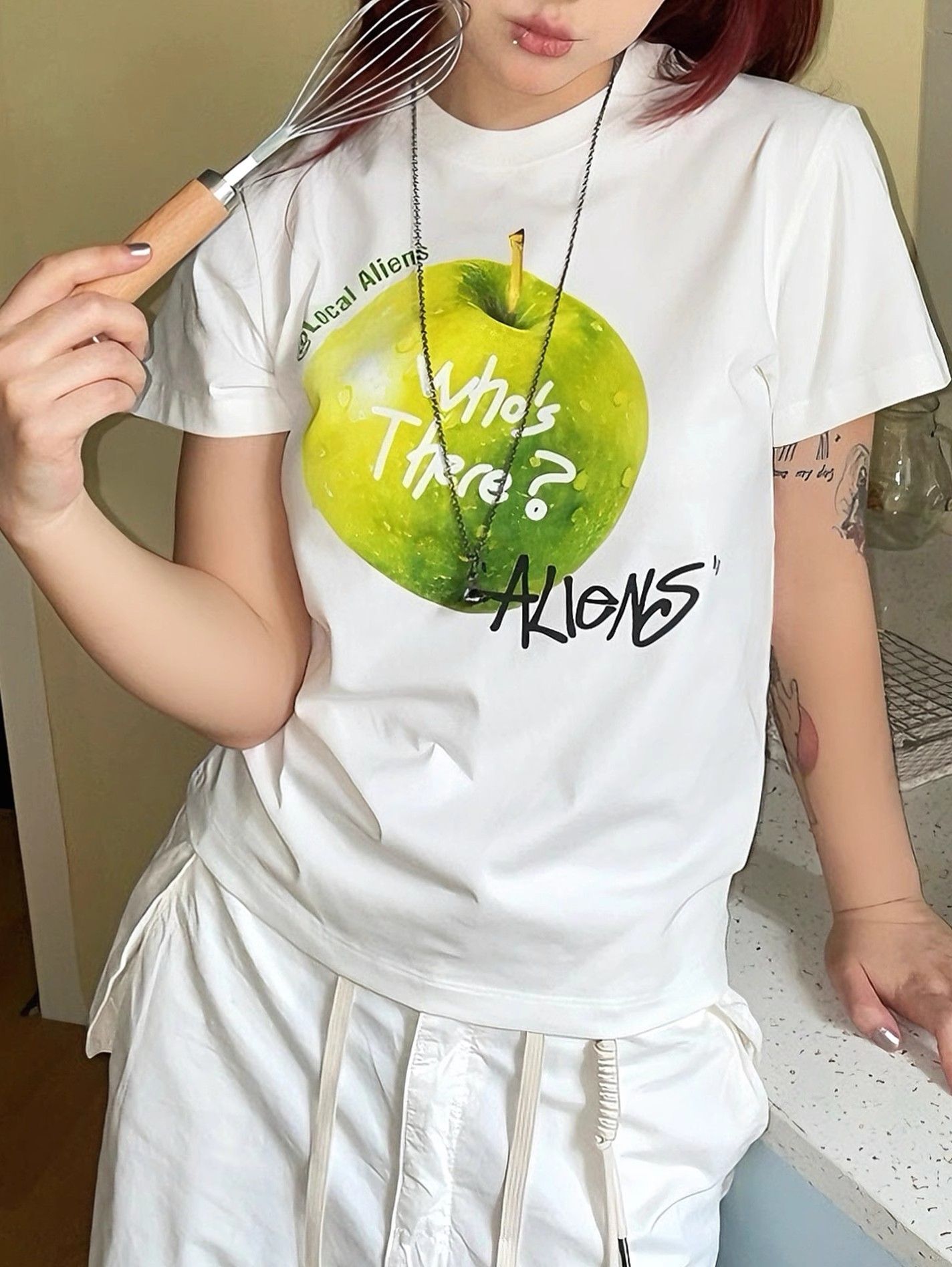 【1*1纯棉 常规款】印花正肩常规短袖 高弹力新款夏季修身显