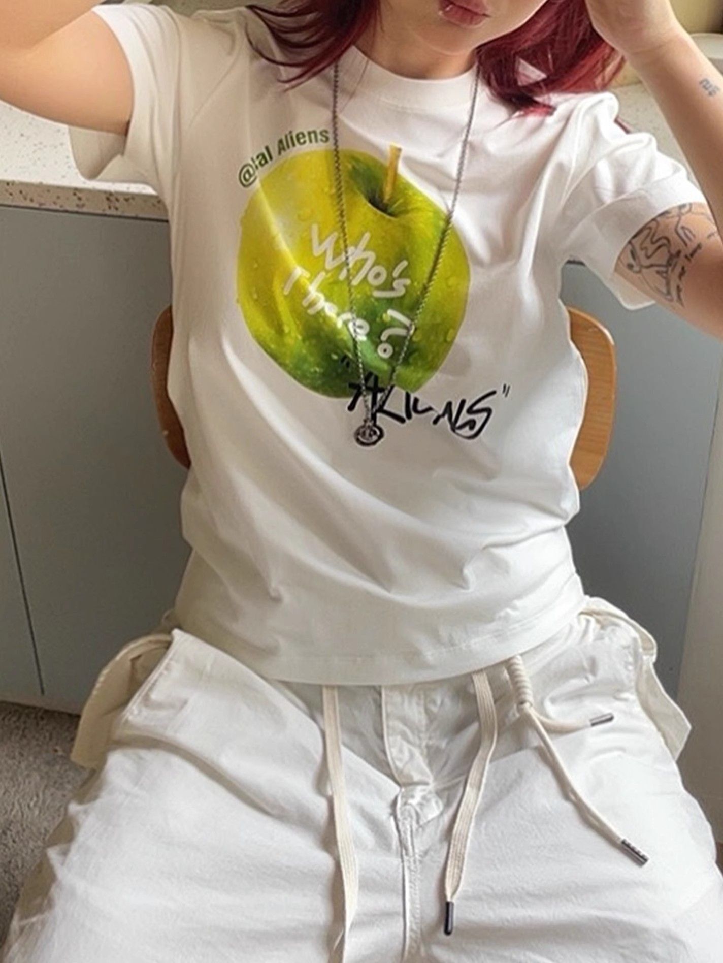 【1*1纯棉 常规款】印花正肩常规短袖 高弹力新款夏季修身显