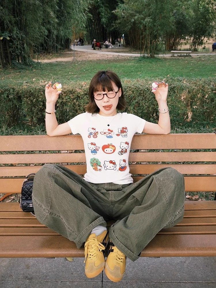 【1*1纯棉 常规款】印花正肩常规短袖 高弹力新款夏季修身显 【1*1纯棉 常规款】印花正肩常规短袖 高弹力新款夏季修身显