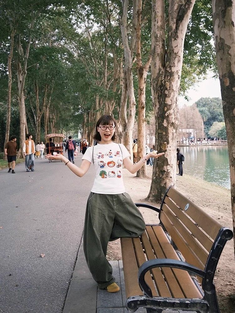 【1*1纯棉 常规款】印花正肩常规短袖 高弹力新款夏季修身显