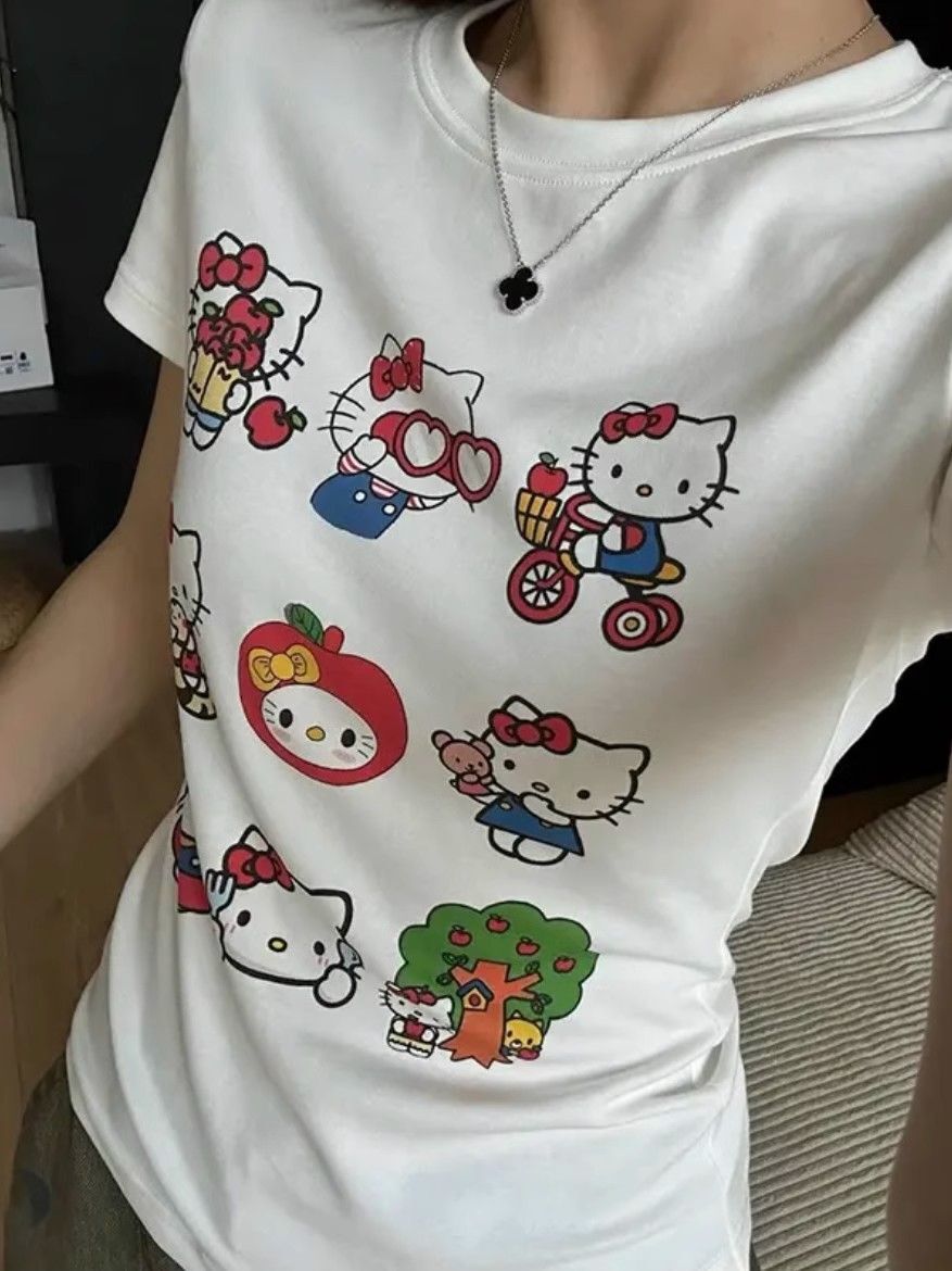 【1*1纯棉 常规款】印花正肩常规短袖 高弹力新款夏季修身显