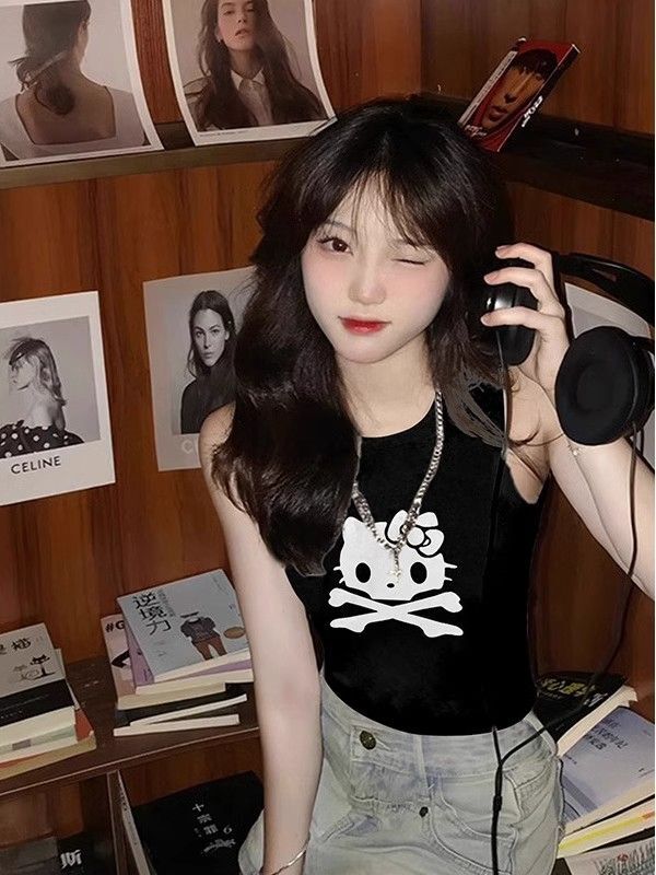 【包肩包领】夏日多巴胺穿搭无袖t恤美式短款辣妹修身显瘦小背心