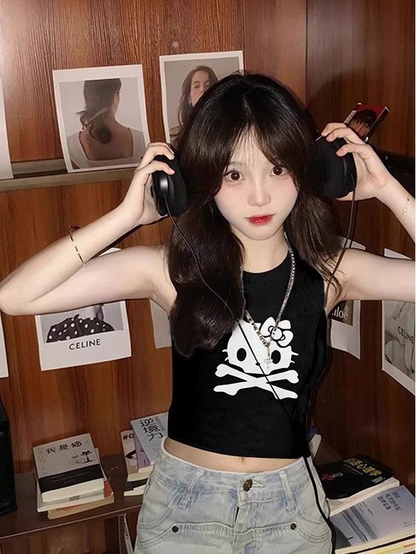 【包肩包领】夏日多巴胺穿搭无袖t恤美式短款辣妹修身显瘦小背心