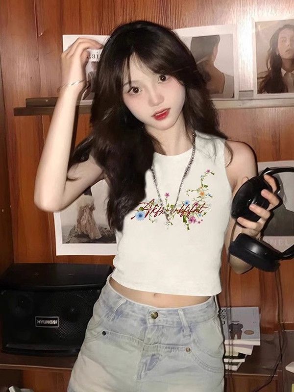 【包肩包领】夏日多巴胺穿搭无袖t恤美式短款辣妹修身显瘦小背心 【包肩包领】夏日多巴胺穿搭无袖t恤美式短款辣妹修身显瘦小背心