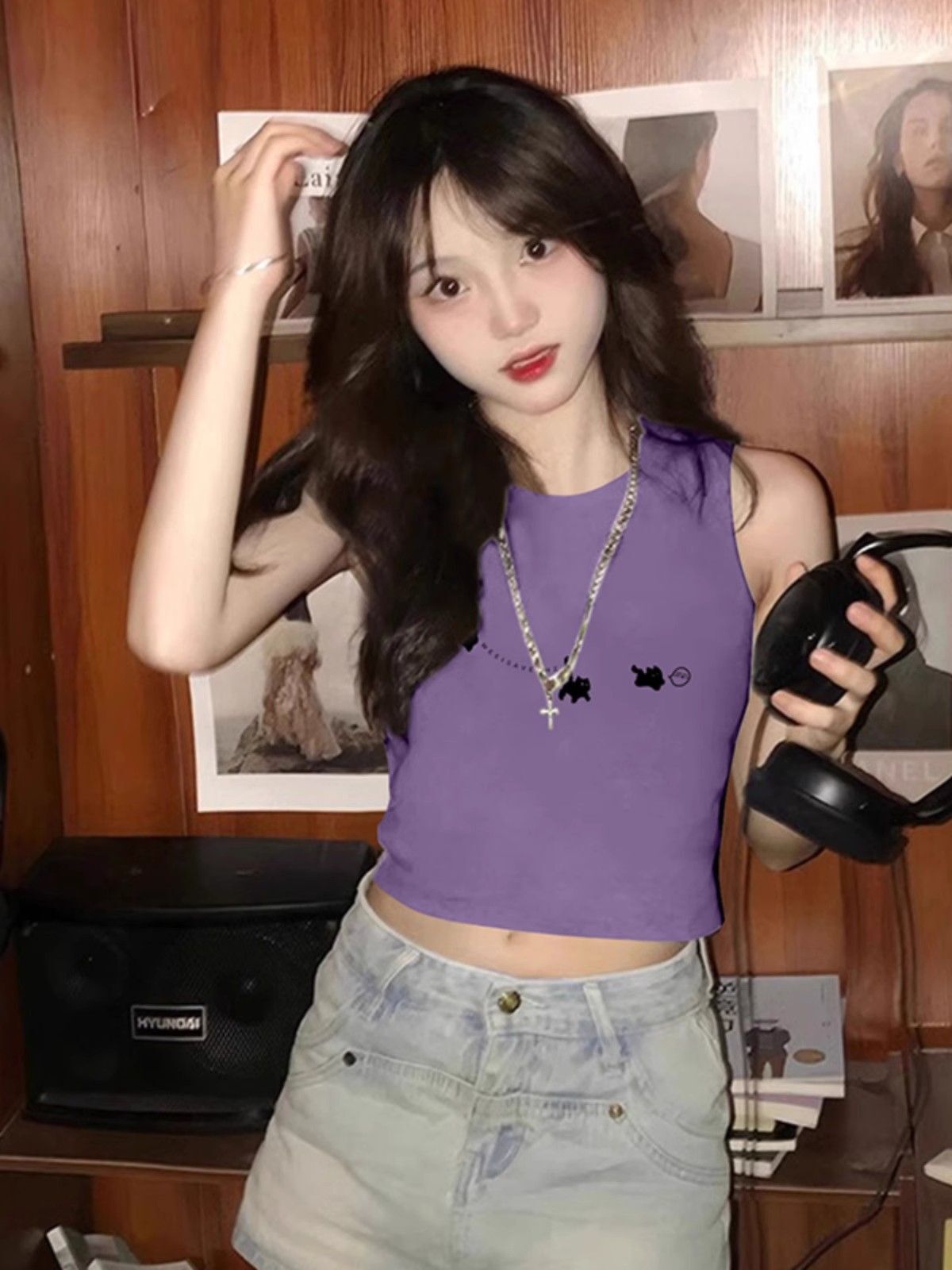 【包肩包领】夏日多巴胺穿搭无袖t恤美式短款辣妹修身显瘦小背心 【包肩包领】夏日多巴胺穿搭无袖t恤美式短款辣妹修身显瘦小背心