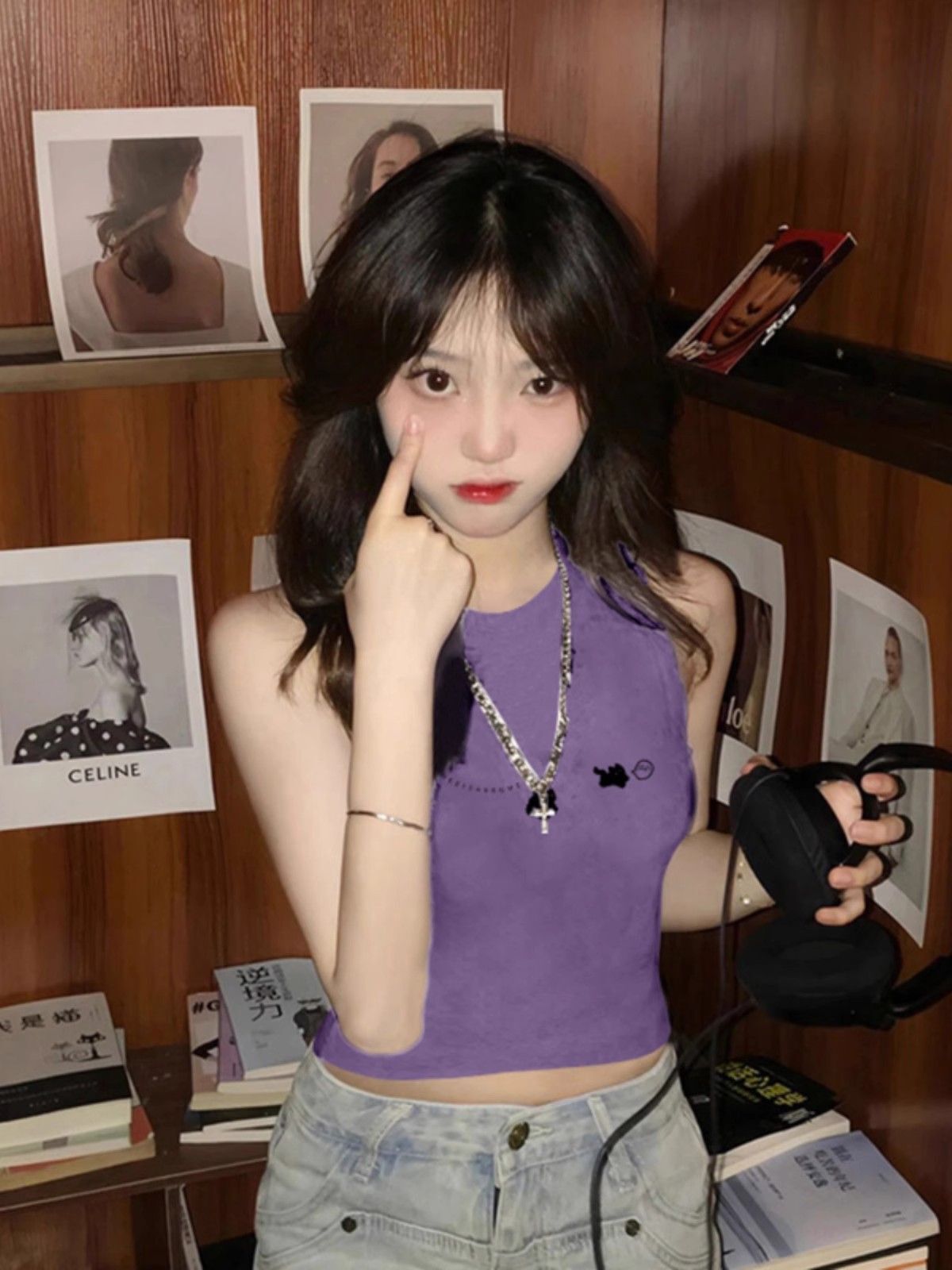 【包肩包领】夏日多巴胺穿搭无袖t恤美式短款辣妹修身显瘦小背心