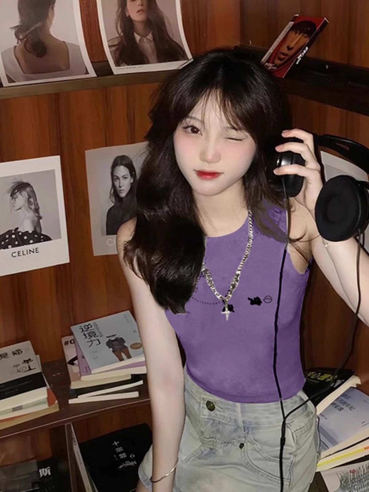 【包肩包领】夏日多巴胺穿搭无袖t恤美式短款辣妹修身显瘦小背心