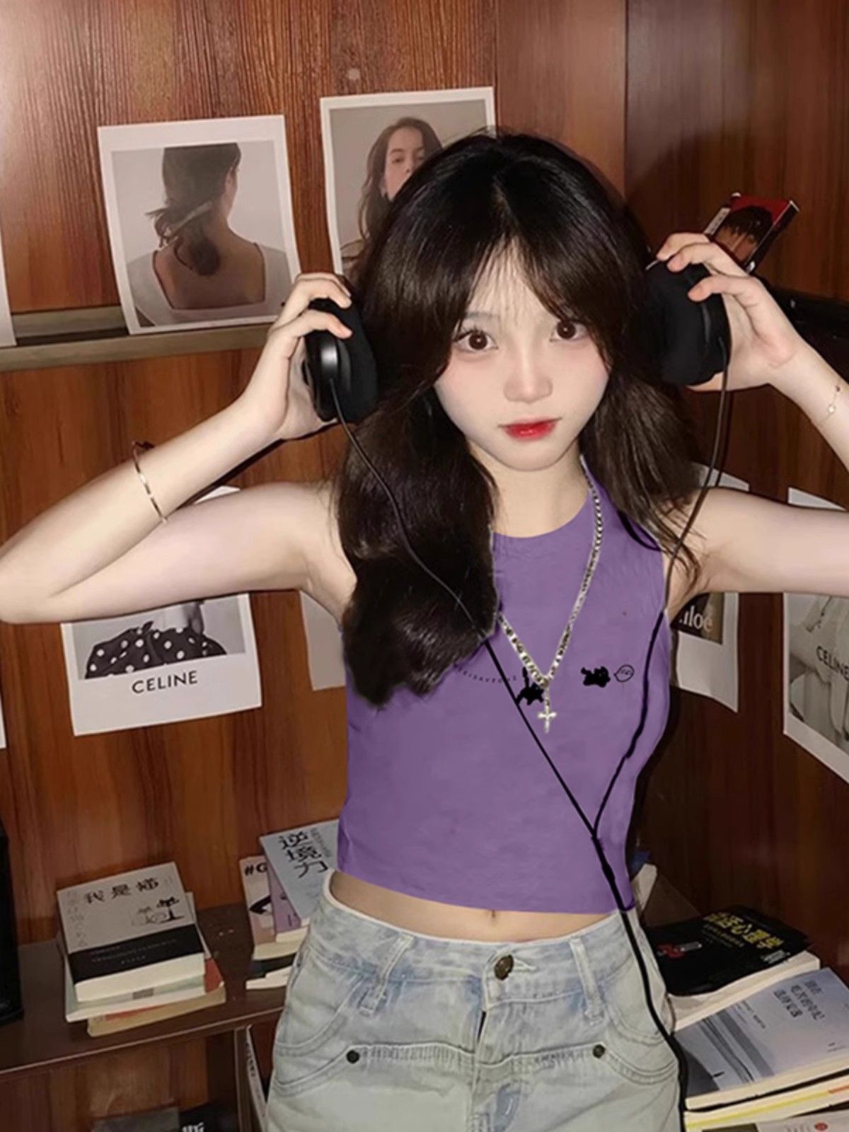 【包肩包领】夏日多巴胺穿搭无袖t恤美式短款辣妹修身显瘦小背心