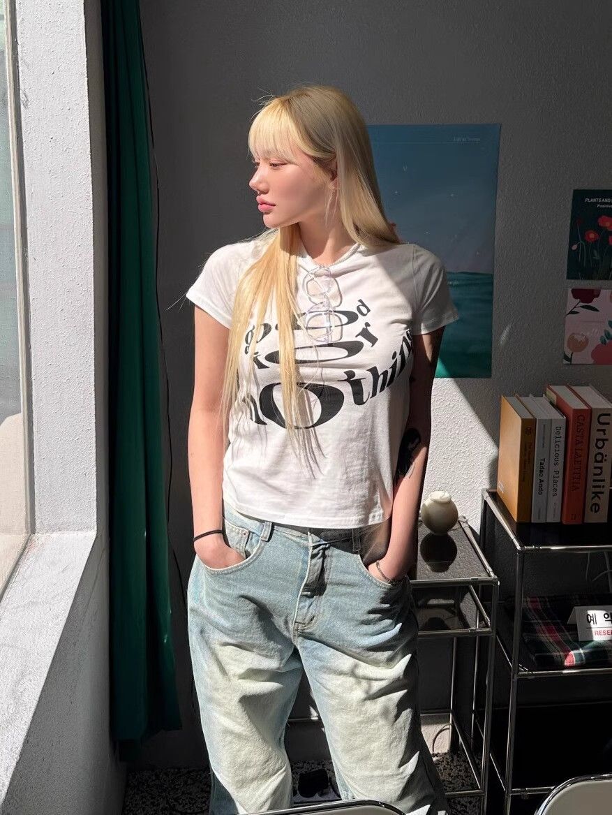 【1*1纯棉 常规款】印花正肩常规短袖 高弹力新款夏季修身显