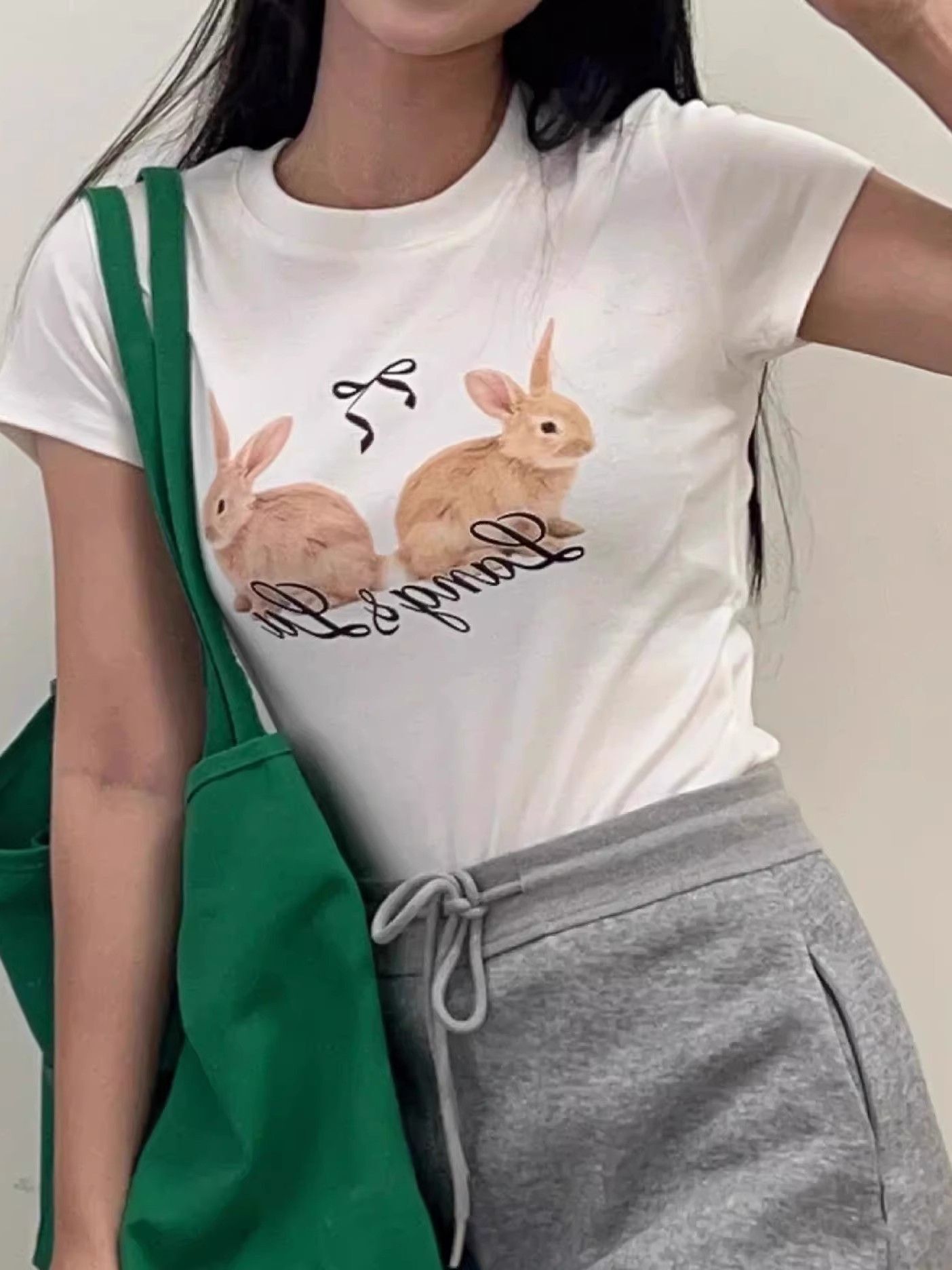 【1*1纯棉 常规款】印花正肩常规短袖 高弹力新款夏季修身显