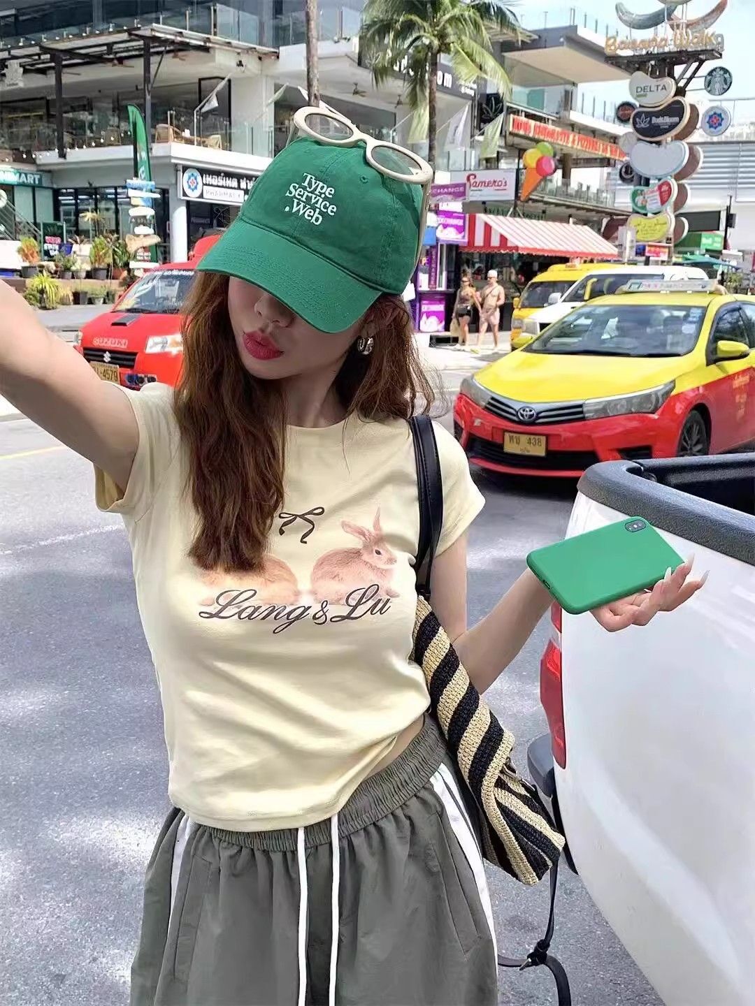 【1*1纯棉 常规款】印花正肩常规短袖 高弹力新款夏季修身显