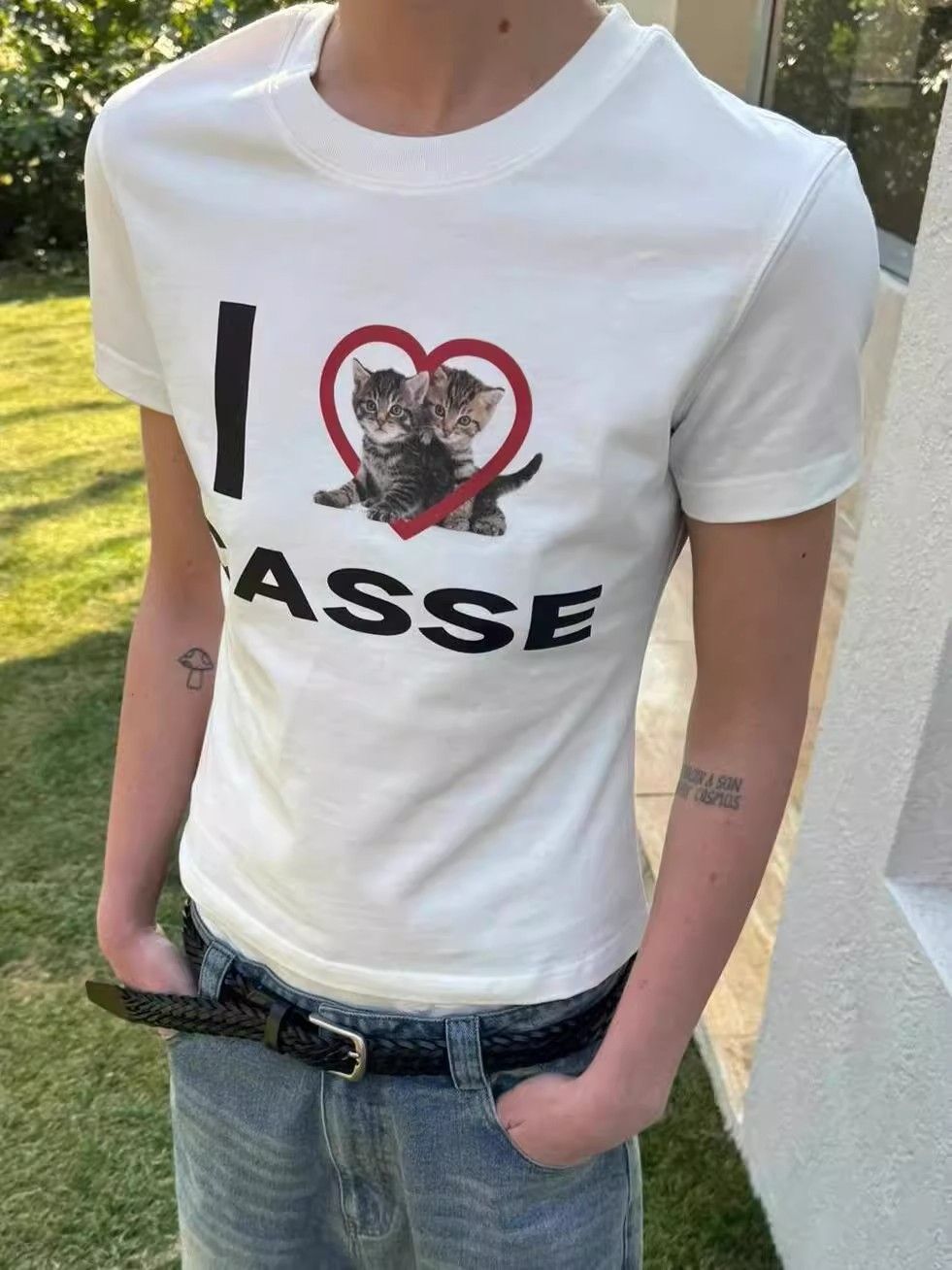 【1*1纯棉 常规款】印花正肩常规短袖 高弹力新款夏季修身显