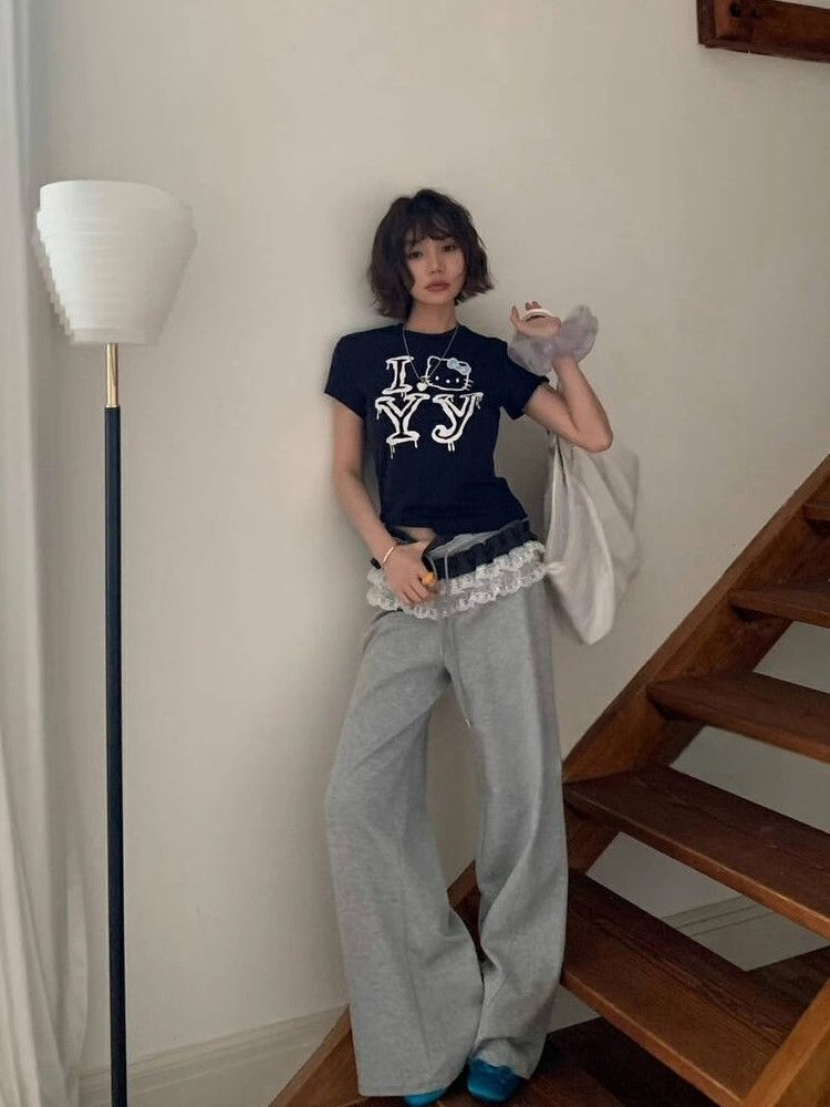 【1*1纯棉 常规款】印花正肩常规短袖 高弹力新款夏季修身显