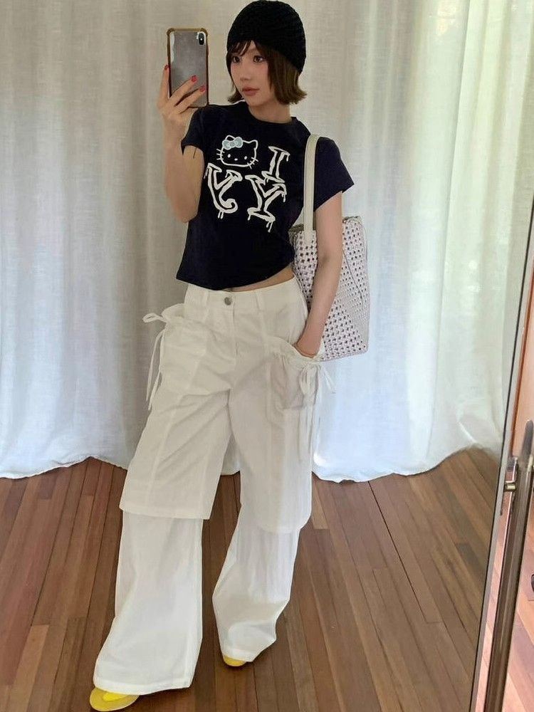 【1*1纯棉 常规款】印花正肩常规短袖 高弹力新款夏季修身显