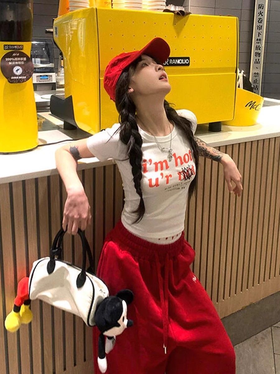 【1*1纯棉 常规款】印花正肩常规短袖 高弹力新款夏季修身显