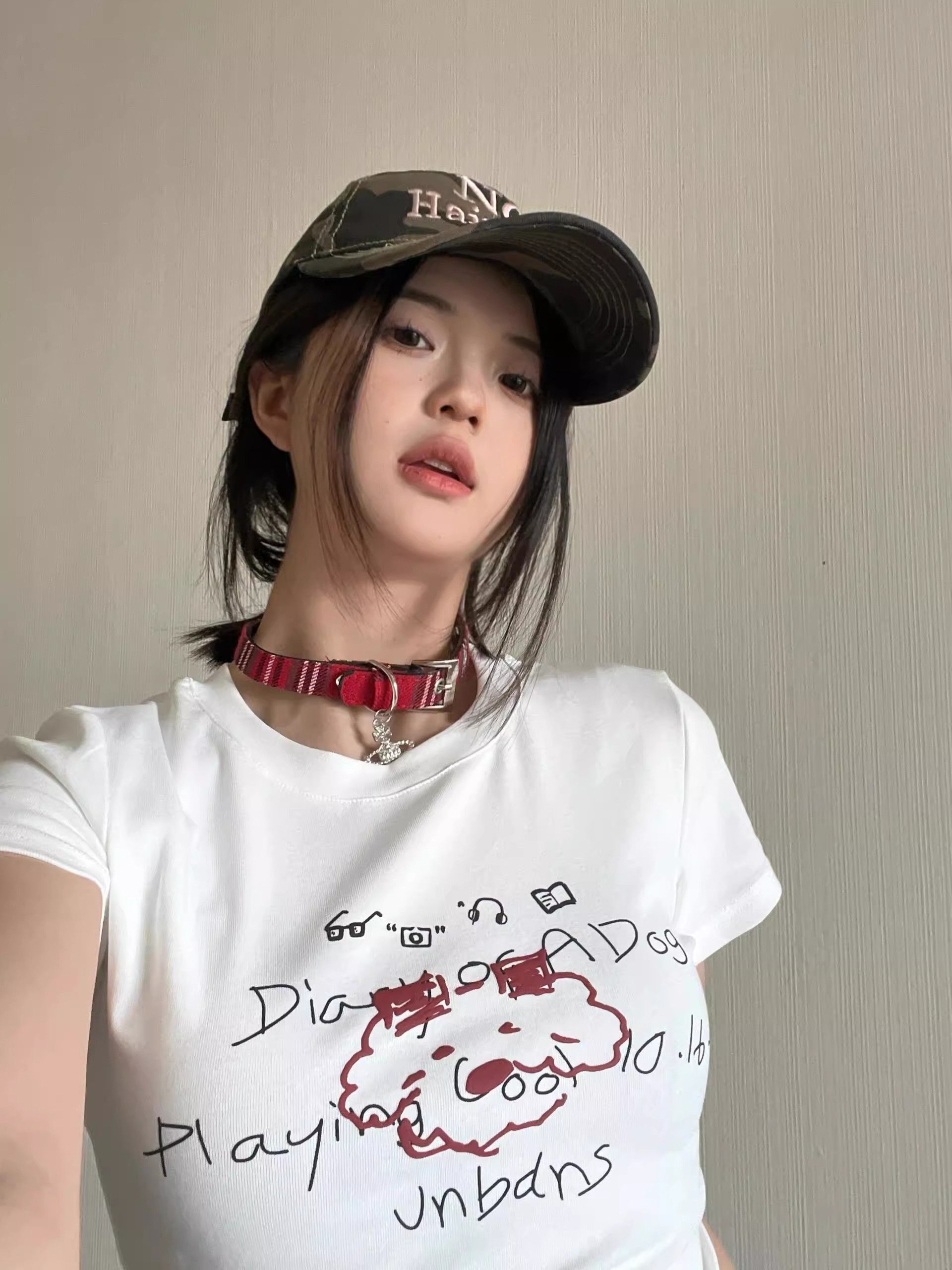 【1*1纯棉 常规款】印花正肩常规短袖 高弹力新款夏季修身显