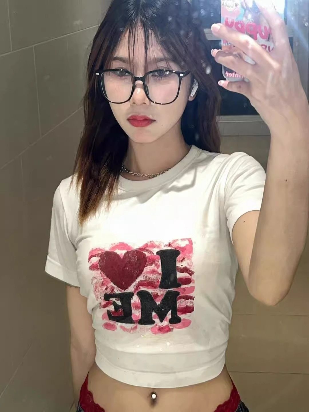 1*1纯棉 高弹力新款夏季短袖短款搭配高腰裤修身显瘦洋气上衣