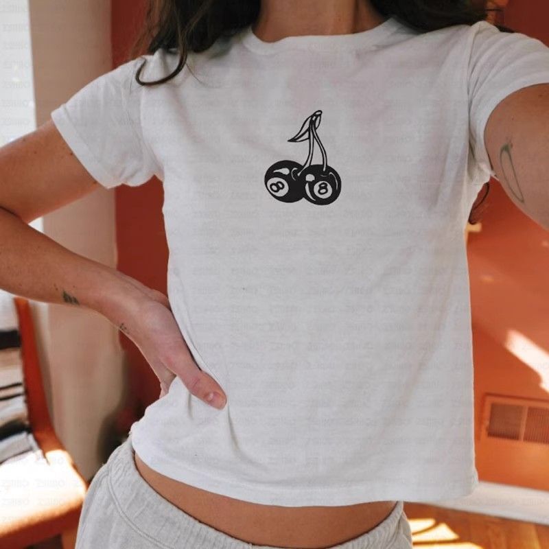 【1*1纯棉 常规款】印花正肩常规短袖 高弹力新款夏季修身显 【1*1纯棉 常规款】印花正肩常规短袖 高弹力新款夏季修身显