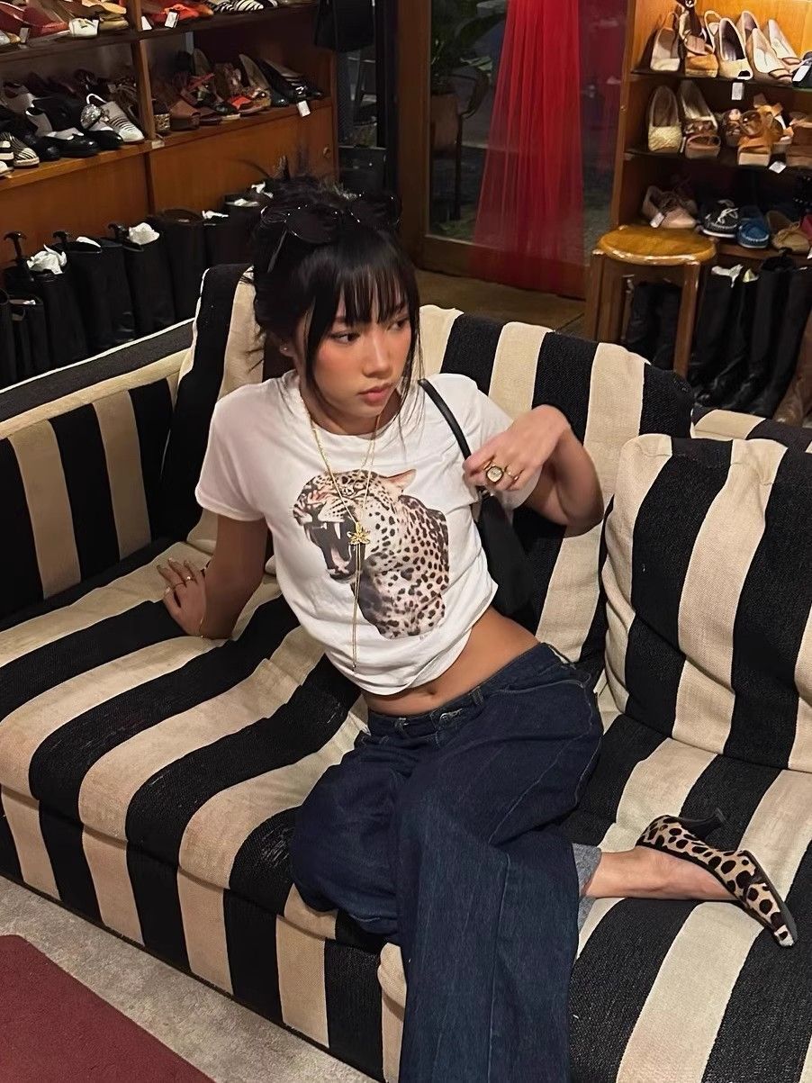 【1*1纯棉 常规款】印花正肩常规短袖 高弹力新款夏季修身显